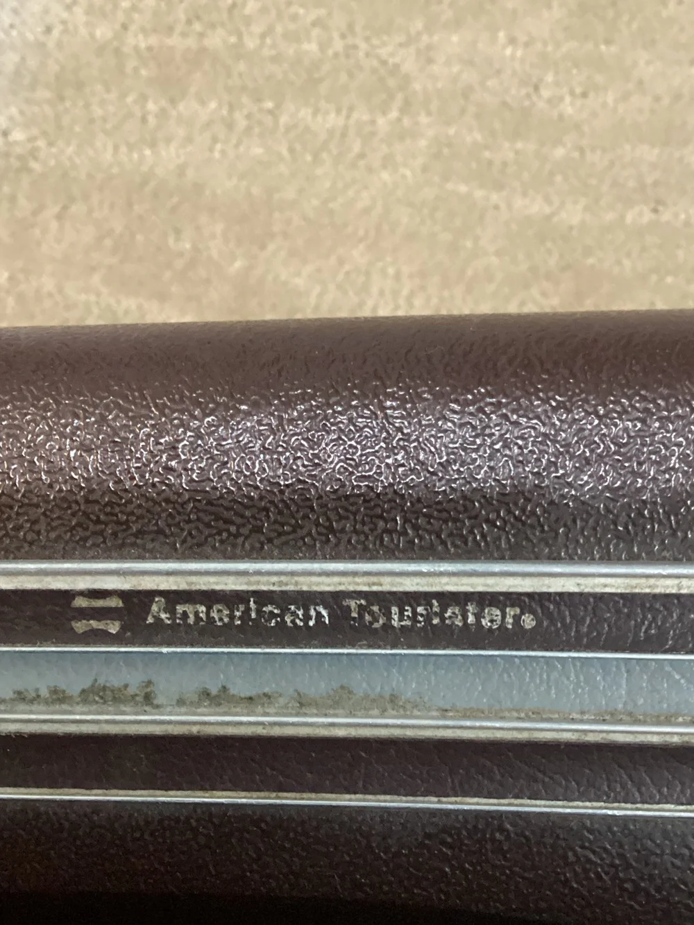 American Tourister Men's Hard-Shell Briefcase in Dark Brown with Silver Trim